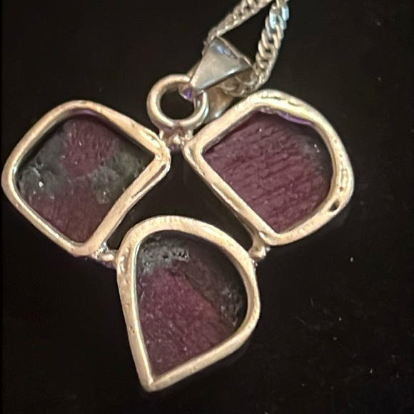 925 STERLING RUBY ZOISITE NECKLACE. 18in - Picture 4 of 7
